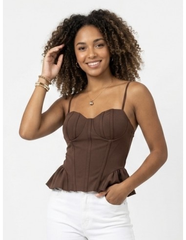 TOP BUSTIER À BRETELLES CHOCOLAT - FEMME