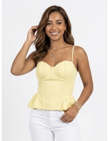 TOP BUSTIER À BRETELLES JAUNE - FEMME