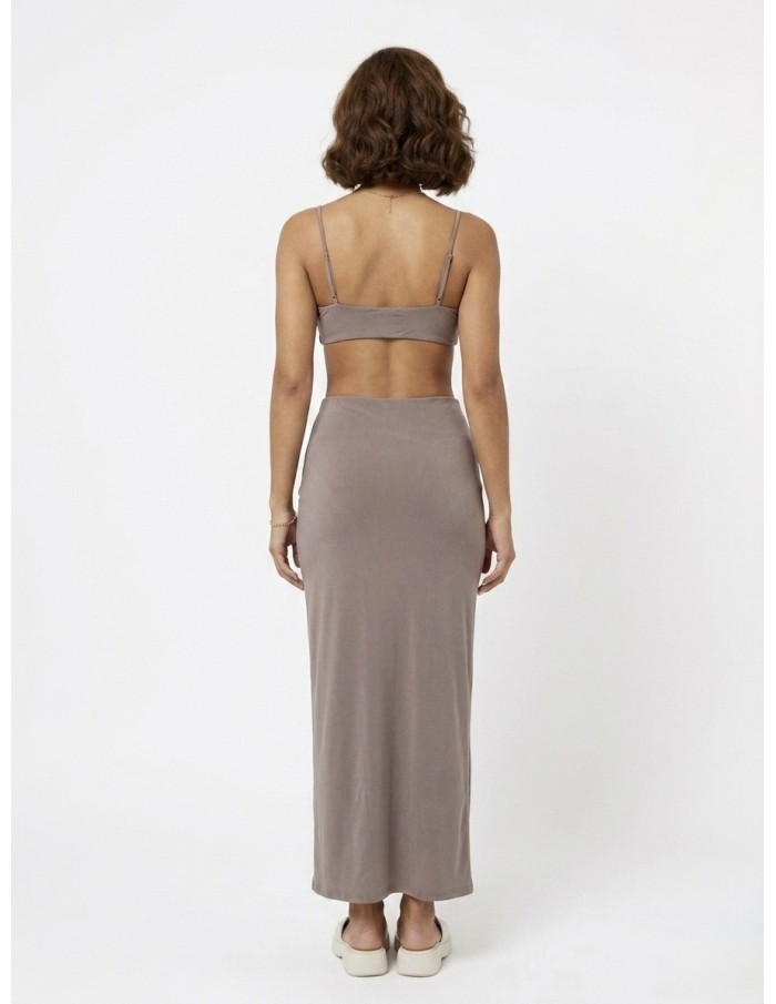 ENSEMBLE JUPE & TOP DÉTAIL DORÉ TAUPE  - FEMME
