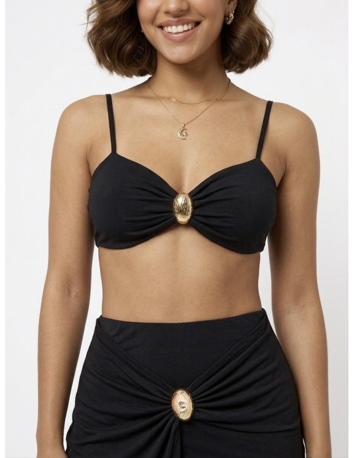 ENSEMBLE JUPE & TOP DÉTAIL DORÉ NOIR - FEMME