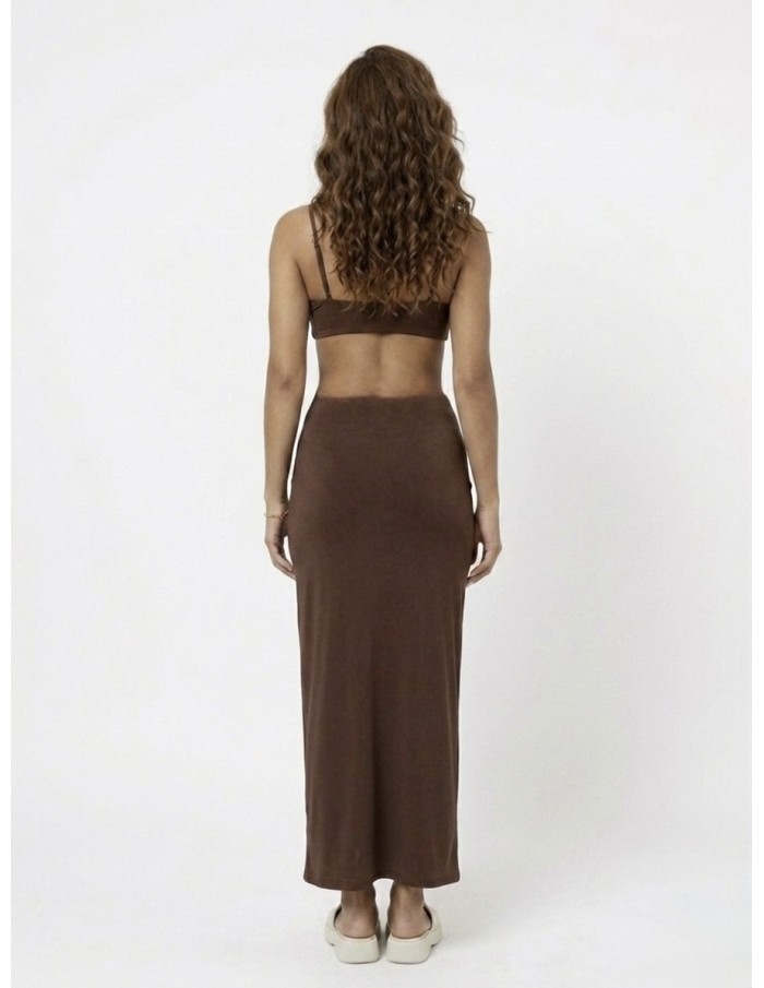 ENSEMBLE JUPE & TOP DÉTAIL DORÉ CHOCOLAT- FEMME