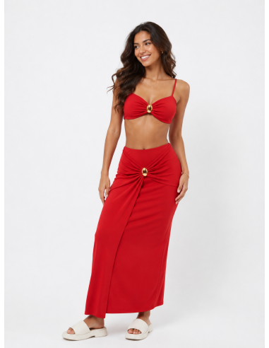 ENSEMBLE JUPE & TOP DÉTAIL DORÉ ROUGE...