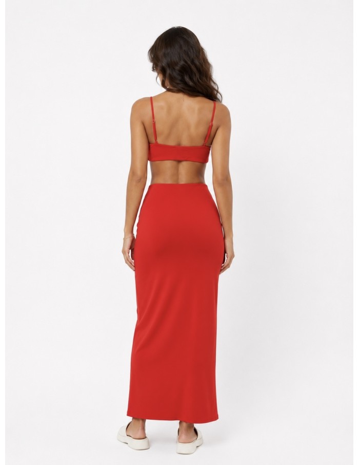 ENSEMBLE JUPE & TOP DÉTAIL DORÉ ROUGE - FEMME