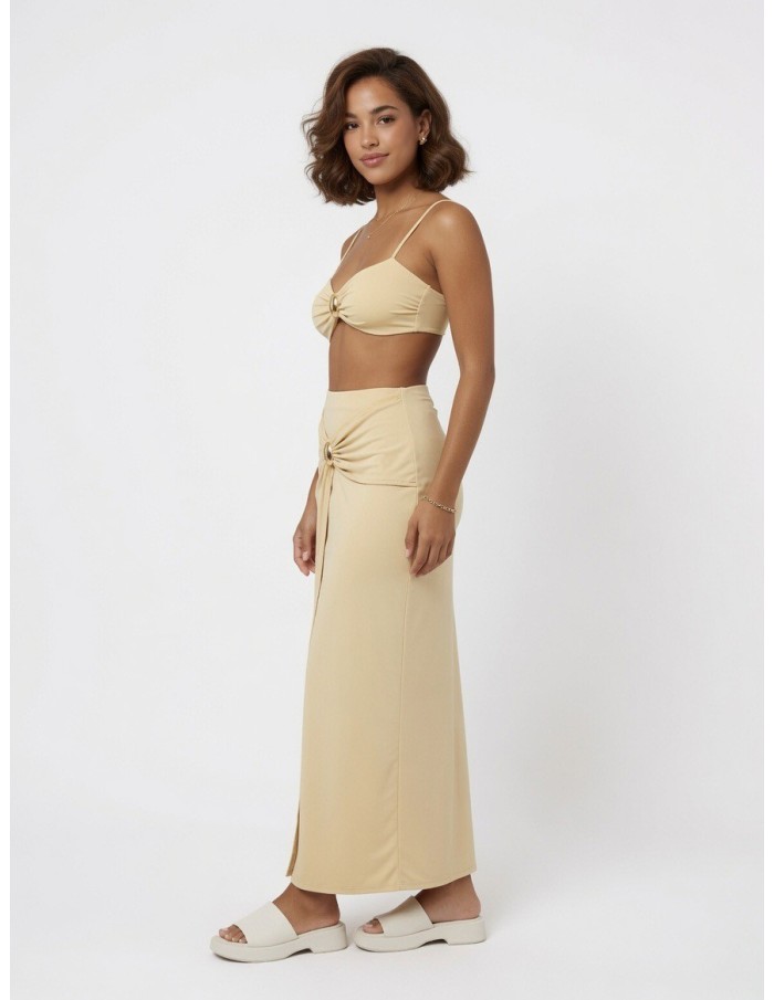 ENSEMBLE JUPE & TOP DÉTAIL DORÉ BEIGE - FEMME