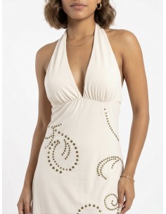 ROBE COURTE BEIGE À CLOUS -... 2