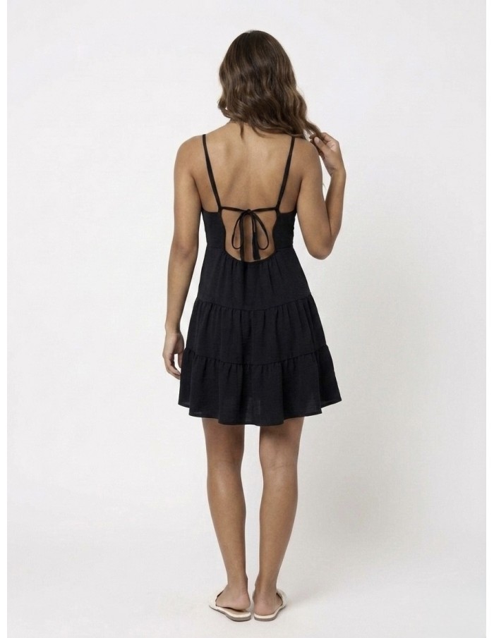 ROBE COURTE À VOLANTS NOIR - FEMME