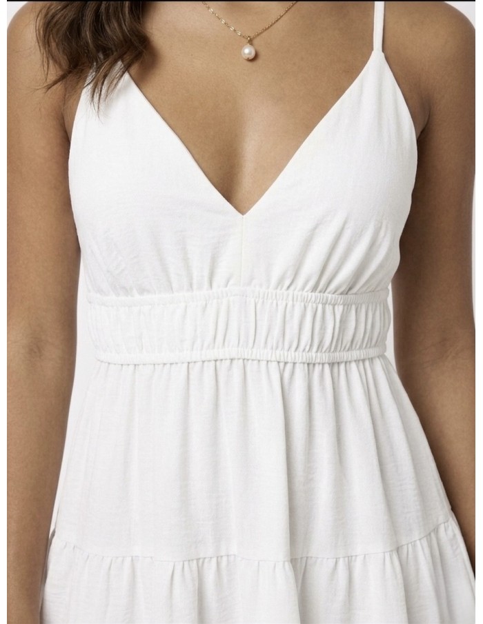 ROBE COURTE À VOLANTS BLANCHE - FEMME