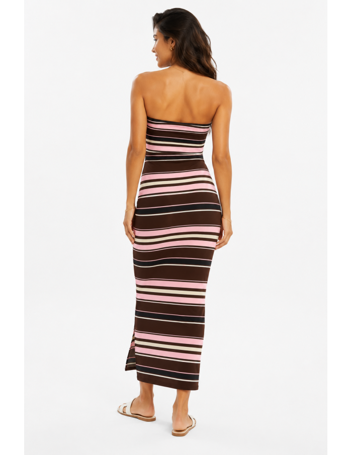 ROBE LONGUE BUSTIER RAYÉ ET ANNEAU - FEMME