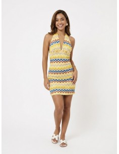 ROBE COURTE ZIGZAG JAUNE -...