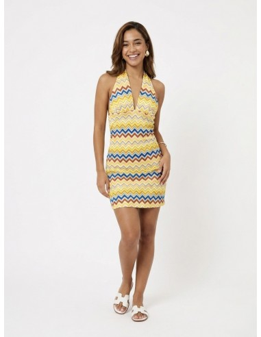 ROBE COURTE ZIGZAG JAUNE - FEMME