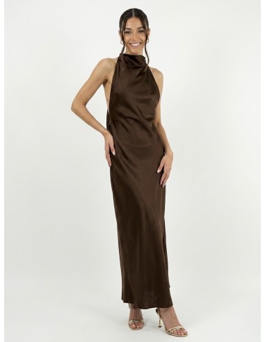 ROBE LONGUE SATINÉE DOS NU CHOCOLAT -...