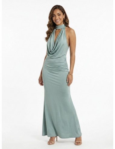 ROBE LONGUE À DÉCOLLETÉ SOUPLE VERT...