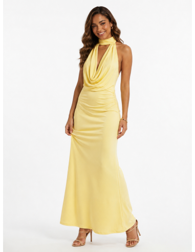 ROBE LONGUE À DÉCOLLETÉ SOUPLE JAUNE...