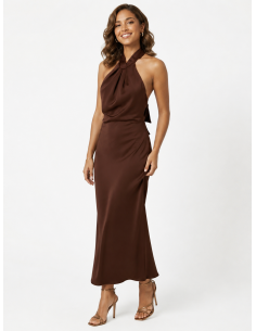 ROBE LONGUE SATINÉE DOS NU...