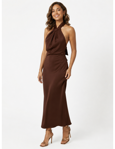 ROBE LONGUE SATINÉE DOS NU CHOCOLAT -...