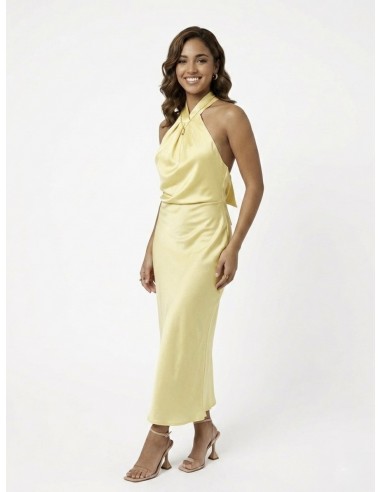ROBE LONGUE SATINÉE DOS NU JAUNE...