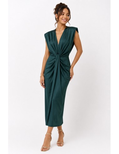 ROBE LONGUE À EFFET DRAPÉ VERT...