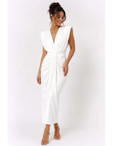 ROBE LONGUE À EFFET DRAPÉ BLANCHE  -...
