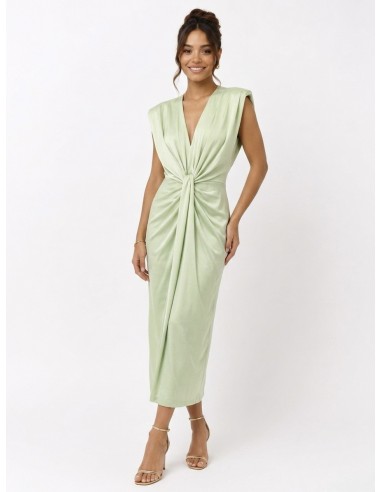ROBE LONGUE À EFFET DRAPÉ VERT CLAIR...
