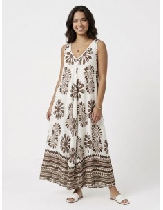 ROBE LONGUE COL V FLEURIE...