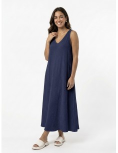 ROBE LONGUE COL V BLEU...