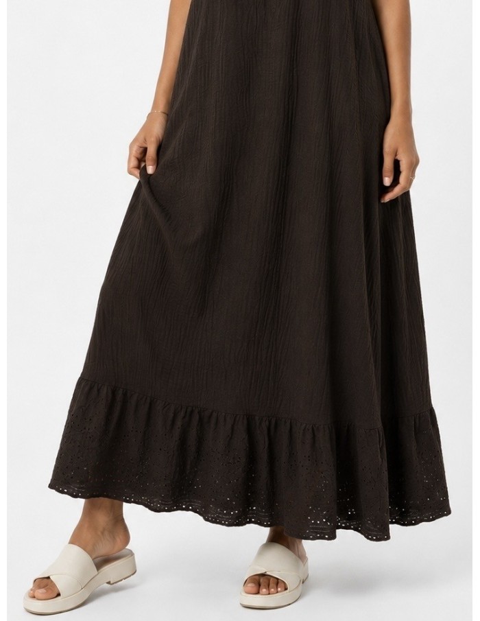 ROBE LONGUE GAZE DE COTON CHOCOLAT - FEMME