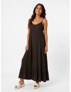 robe longue femme chocolat gaze de coton