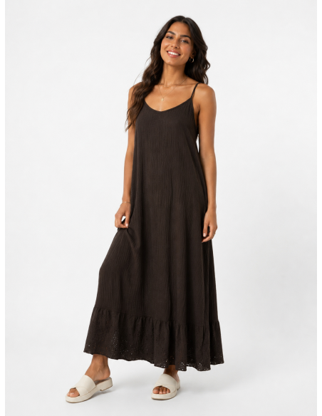 robe longue femme chocolat gaze de coton