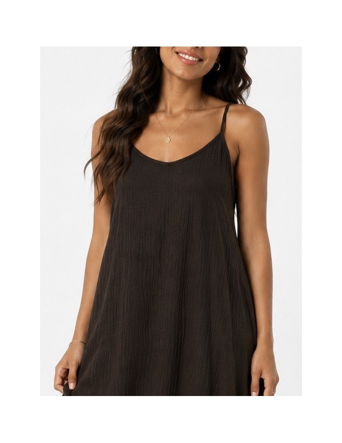 ROBE LONGUE GAZE DE COTON CHOCOLAT - FEMME