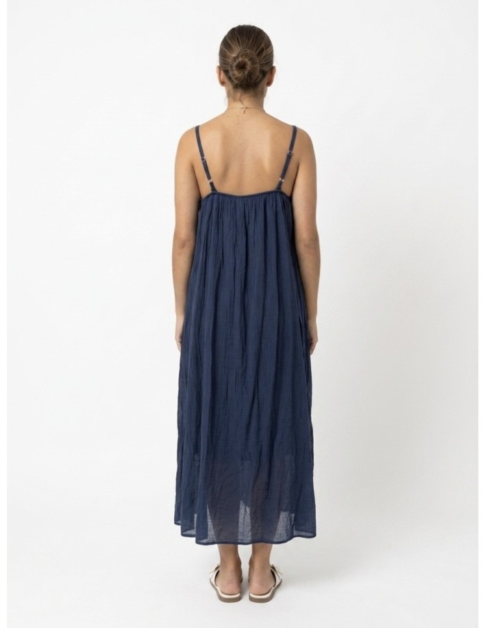 ROBE LONGUE À BRETELLES BLEU MARINE - FEMME