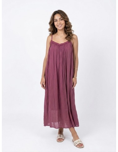 ROBE LONGUE À BRETELLES VIEUX ROSE -...
