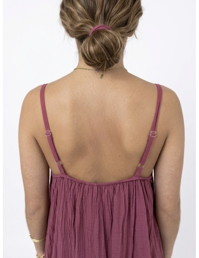 ROBE LONGUE À BRETELLES VIEUX ROSE - FEMME