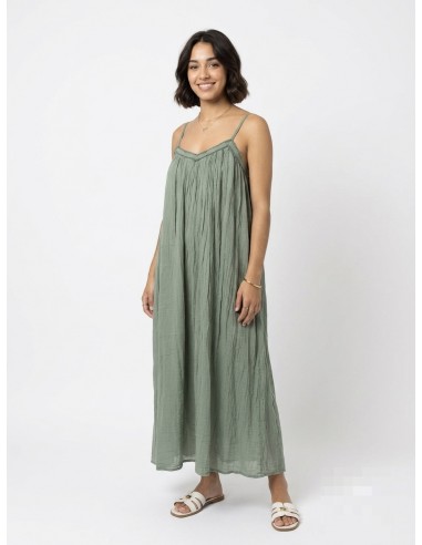 ROBE LONGUE À BRETELLES KAKI - FEMME