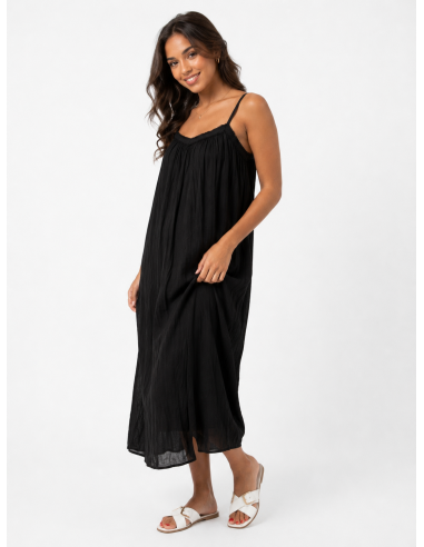 ROBE LONGUE À BRETELLES NOIR - FEMME