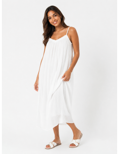 ROBE LONGUE À BRETELLES BLANCHE - FEMME