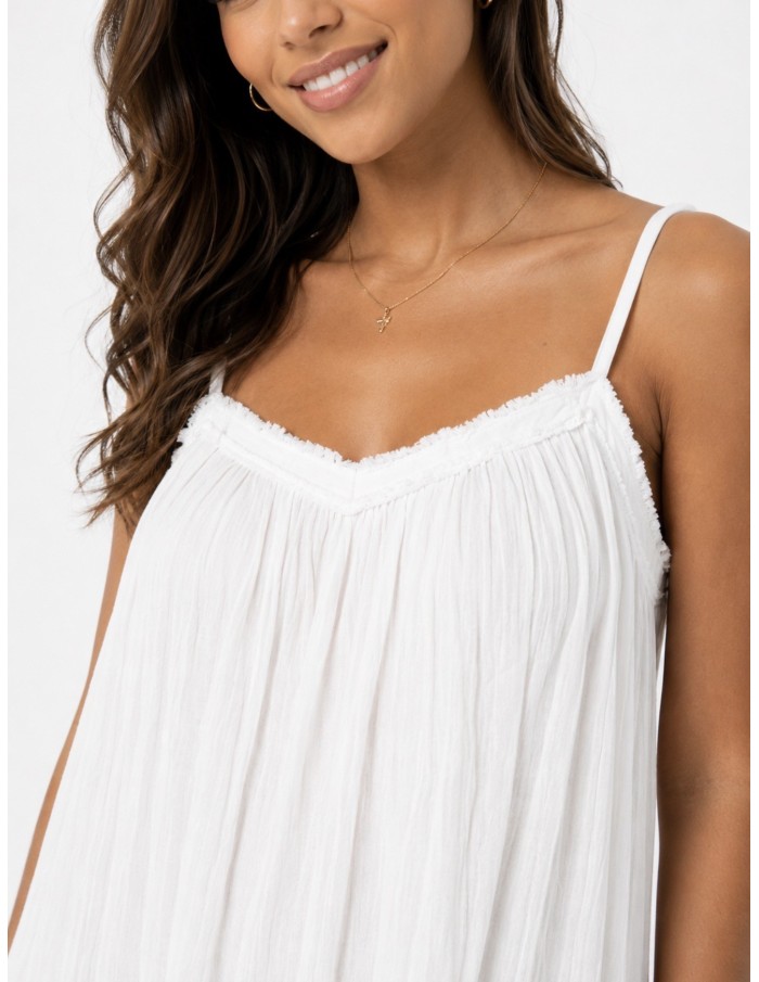 ROBE LONGUE À BRETELLES BLANCHE - FEMME