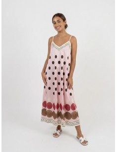 ROBE LONGUE À POIS ROSE...