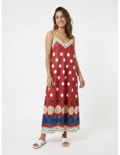 ROBE LONGUE À POIS ROUGE ET...