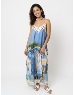 ROBE LONGUE BLEU ET IMPRIMÉ...