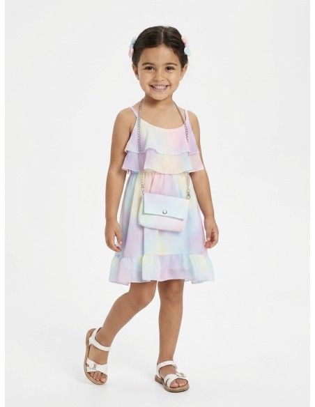 ROBE À VOLANT + SAC ASSORTI ARC EN CIEL - FILLE