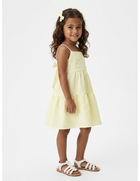 ROBE COURTE VICHY NOEUD AU DOS JAUNE - FILLE