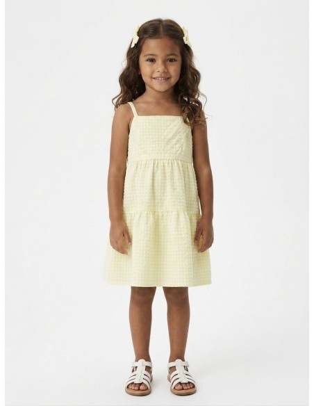 ROBE COURTE VICHY NOEUD AU DOS JAUNE - FILLE