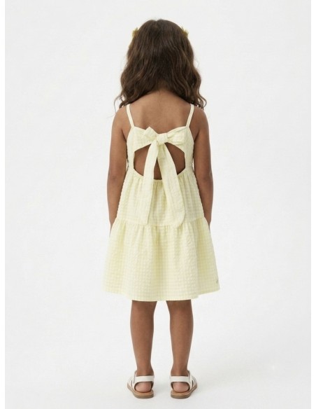 ROBE COURTE VICHY NOEUD AU DOS JAUNE - FILLE