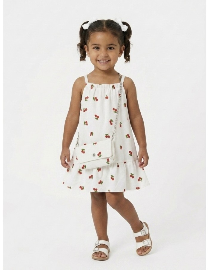 ROBE À IMPRIMÉ CERISES + SAC ASSORTI - FILLE