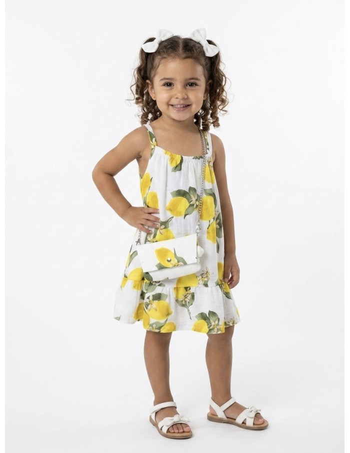 ROBE IMPRIMÉ CITRON + SAC ASSORTI - FILLE