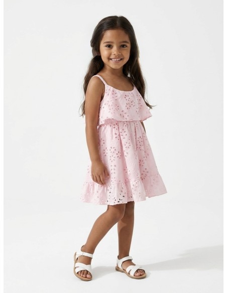 ROBE À BRETELLES ROSE À BRODERIES - FILLE