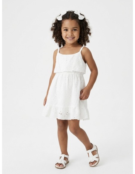 ROBE À BRETELLES BLANCHE À BRODERIES - FILLE