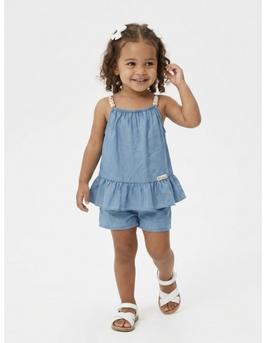 ENSEMBLE TOP + SHORT BLEU À DÉTAILS...
