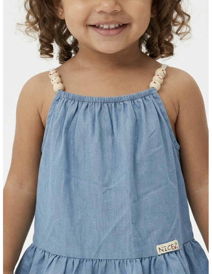 ENSEMBLE TOP + SHORT BLEU À DÉTAILS PERLÉS - BÉBÉ