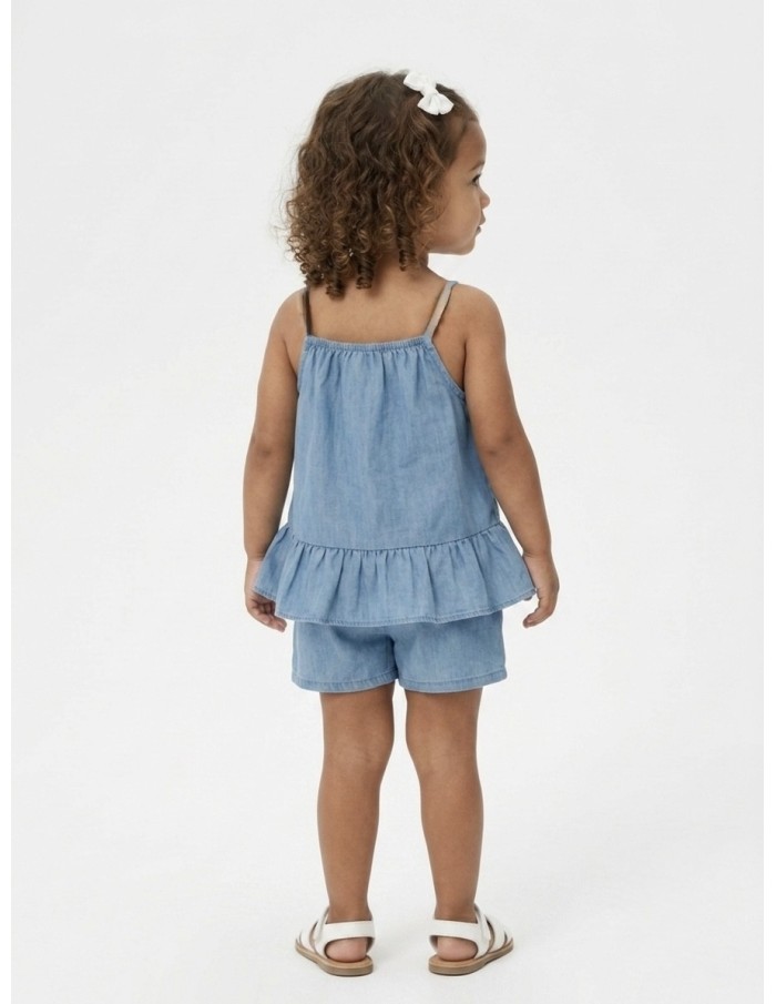 ENSEMBLE TOP + SHORT BLEU À DÉTAILS PERLÉS - BÉBÉ